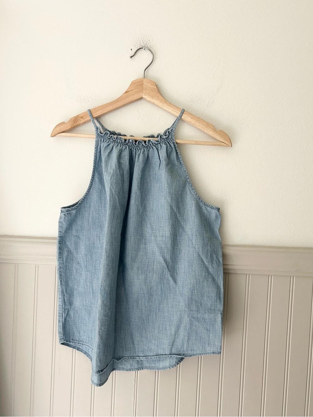 GAP Small Light Chambray Halter Tank Top Sleeveless Denim Look